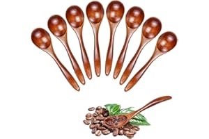 LPAMABA 8 Stück 13x3cm Natürlich Holzlöffel Kleine Natur Holzlöffel Handgefertigte Holz Suppenlöffel Esslöffel Teelöffel Müslilöffel Küchenzubehör Holzlöffel heiß Schokolade Honiglöffel Kaffeelöffel