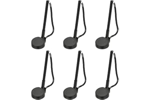 PATIKIL 6Pcs Secure Pen with Adhesive Chain and Security Pen Holder, Reception Counter Pens Desktop Pen Black Ink Refills for Desk Workplace Office Home Supplies, Round Base, Black