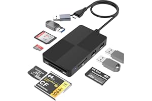 ROCKETEK Lecteur de cartes multiples USB C USB 3.0,adaptateur Hub lecteur de cartes SD 8 en 2 pour SD/TF/CF/MS/XD/Micro SD/USB 3.0,lecture 8 ports pour SDXC SDHC CFI Micro SDXC/SDHC MS pour Windows/Mac/Android