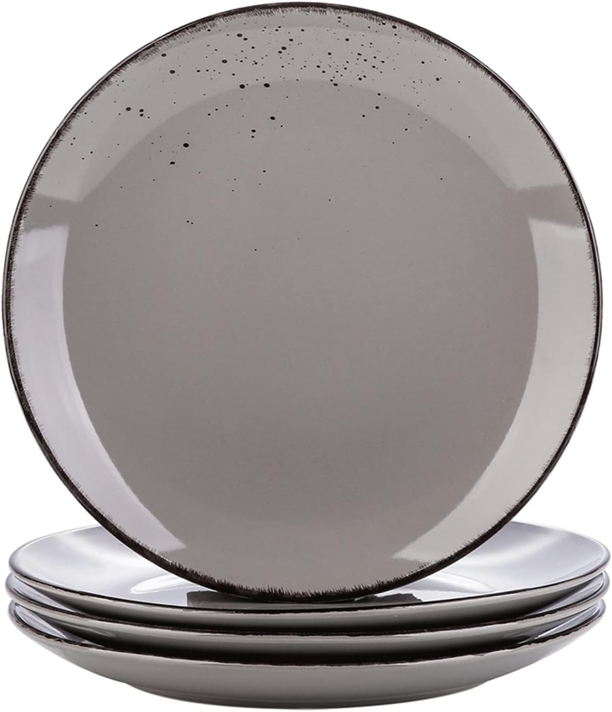 vancasso Navia Jardin Dessert Plate Set of 4, Stoneware Vintage Look Grey Dinnerware Tableware, 8.5 inch Snack/Salad/Fruit/Side Plate. (21.5 * 21.5 * 2.5cm)