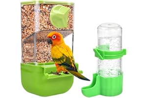 Byfoyif Bird Automatic Feeding, Mangeoire Oiseaux Cage + Abreuvoir Oiseau Cage, Distributeur de Nourriture pour Oiseaux Transparent en Plastique, Mangeoire Automatique et Distributeur d'eau
