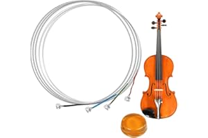 HONGECB Violinen Stahlkern, Geigensaite Fiddle String Saiten, für Größen 1/2, 1/4, 1/8 Stahlsaiten, Vollständiger Saiten-Satz für Violine, Rostfreies Zubehör für Musikinstrumente, mit 1 Pcs Bogen Kolophonium