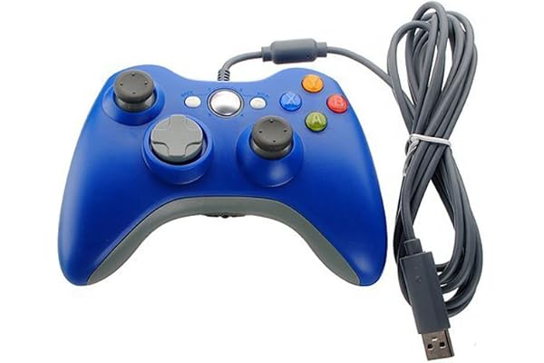 ameego Xbox 360 Game Controller USB Wired Gamepad Game Joystick Joypad for Microsoft & Windows PC (Blue)