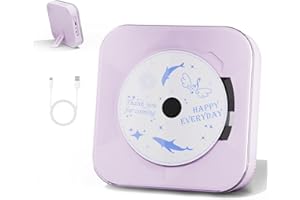 YINTINY Multifunctional CD Player with Bluetooth, Detachable Bracket, Dual Speakers, 2000mAh Battery,Lavender
