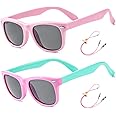 ROCF ROSSINI Pack of 2 Flexible Kids Sunglasses Polarized Sun Glasses Girls Boys Shades UV400 Protection Eyewear with Case for Age 2-8
