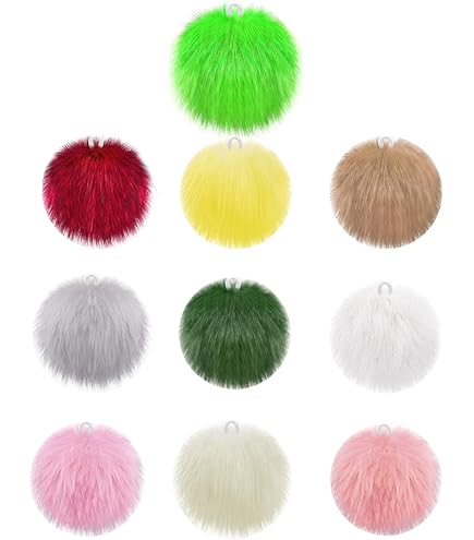 14 Pompon In Pelliccia Finta Per Cappelli E Borse | Soffici, Colorati, Con Anello Elastico - Foto 10