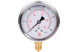 THERMIS Manometro (0-10 bar) Resistente agli urti G 1/4 connettore dal basso 63 mm 304G