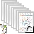 BUENTYA 8Pcs A4 Self Adhesive Magnetic Display Frame,A4 Magnetic Frame Magnetic Photo Pouch Self-Adhesive Magnetic Frame Waterproof Info Pocket Holder Magnetic for License,Photos,Notices,Window Silver