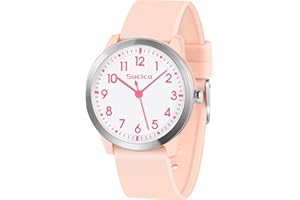 SOCICO Montre Analogique pour Enfant Garçon Fille, 5ATM/50M Étanche Facile à Lire Quartz Minimaliste Montre pour Enfants de 8 à 18 Ans