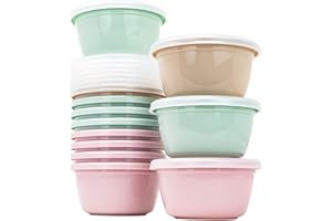 QILZO Pack 12 Plastikowe pojemniki na jedzenie 250 ml Pojemnik na żywność dla niemowląt Bez BPA Pojemnik Nadaje się do kuchenki mikrofalowej i zmywarki, zamrażarka