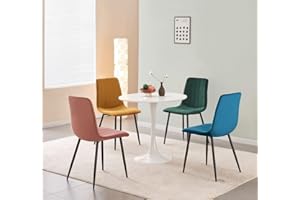 MOF Home Modern Velvet Dining Chairs, Set of 4, Velvet Tufted Upholstered Kitchen Chairs with Metal Legs, Multi-Color (STRIPE PATTERN, MIX COLOUR AS IN MAIN PICTURE)