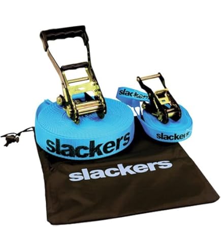 Slackline Set, Zig Zag, 15 Meter Länge, Komplettset für Kinder, Anfänger, Fortgeschrittene und