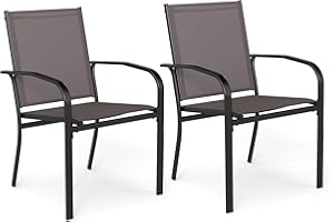 TANGZON Garden Dining Chairs, Set of 2/4 Outdoor Stackable Armchairs with Backrests, Lightweight Modern Accent Chairs for Patio Balcony Poolside Backyard (61 x 57 x 89cm, 2PCS, Light Grey)