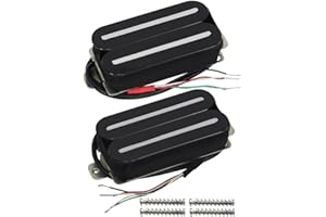 FLEOR Przetwornik o wysokiej mocy wyjściowej, podwójny przetwornik humbucker Hot-Rail, zestaw do pickupów na mostku i szyi, ceramiczny przetwornik gitarowy Humbucker, czarny