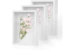 ACEBLISS 3 Pack Shadow Box Frame 8x10 Inches 3D Deep Picture Frame with Glass Shadow Boxes Display Cases for Wall and Tabletop, Memory Box for Photos, Dried Flowers, Medals, Handicrafts Picture Frames (White)