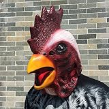 Cock Rooster Huhn Hühnchen Chicken Hahn Kopf Maske mask aus sehr hochwertigen Latex Material mit Öffnungen an Augen Halloween Karneval Fasching Kostüm Verkleidung für Erwachsene Männer und Frauen Damen Herren gruselig Grusel Zombie Monster Dämon Horror Party - 