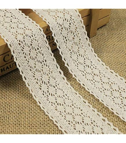 YIGOOWN Baumwoll-Spitzenband 10,5cm Breit - Stickerei Borte Für DIY Nähen & Deko