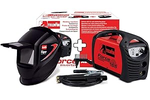 TELWIN S.P.A. Saldatrice inverter ventilata ad elettrodo MMA in corrente continua FORCE 165 + maschera saldatore TIGER Telwin