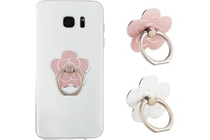 Sibba 2 Soportes para Anillo de Teléfono y Móvil Soporte Metal Diseño de Flores Accesorio Universal Compatible con Smartphone (Plata, Oro Rosa)