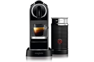 Nespresso Citiz Coffee Machine with Aeroccino Milk Frother by De'Longhi for Original Coffee Pods, Latte, Cappuccino, Espresso, Starter Capsule Set Included, ENV267.BAE, Black