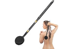 FANWER Spazzola telescopica per la schiena con manico lungo, 58,5 cm, spazzola per la schiena per doccia, spazzola per doccia double face, per peeling doccia e massaggi