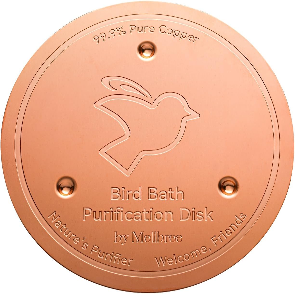 99.99% Pure Copper Purification Disk for Bird Bath Clean, Mellbree Birdbath Cleaner 0.6mm Self-Cleaning Design Keeps Water Fresh Year-Round, Fit for Outdoor Birdbaths & Bowls Bird Bath Fountains etc.