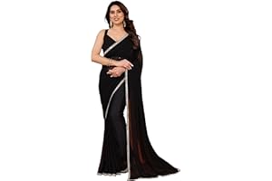 RAJESHWAR FASHION WITH RF Damen Fancy Desian Ombre Georgette-Sari für Frauen mit Latkan-Quasten, Spitzenbordüre und ungenähter Bluse