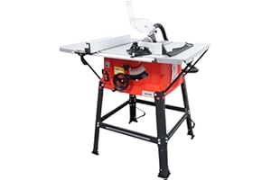 Excel 1800w 10" 250mm Bench Table Saw 240V ~ 50Hz with Legstand Side Extensions & Blade with 5000RPM - Circular Saw Functions - Cutting Off Wheel