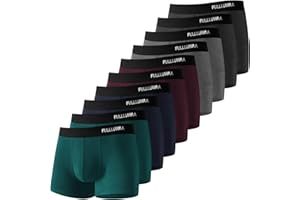 Fullluwaa - Lot de 10 Boxers Homme Coton, Confortable et Doux - Ajustés, Ceinture Élastique Ultra - Souple