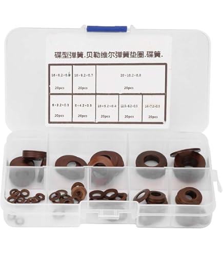 Glarks 160pcs M3/4/5/6/8/10/12/14/16 Konische Gerändelte Federscheibe, 65Mn Stahl Keil Verriegelung Unterlegscheiben, Belleville Unterlegscheibe, Doppelte Seite Zahnverschluss Unterlegscheibe - View #4