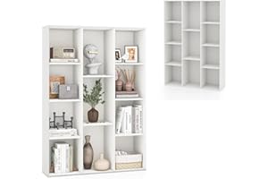KOMFOTTEU Libreria Aperta con 11 Scomparti, Libreria a Cubi, Arredamento Casa, Scaffale da Ufficio, 74 x 24 x 106 cm (Bianco)
