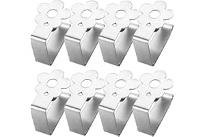 Aongray Blume-Motive Tischtuchklammer 8er Set, Silber Edelstahl Tischtuch Klammer Clips Einer 2,5 bis 3,5 cm Dicke Tischplatte, Drinnen draußen Tischtuchhalter