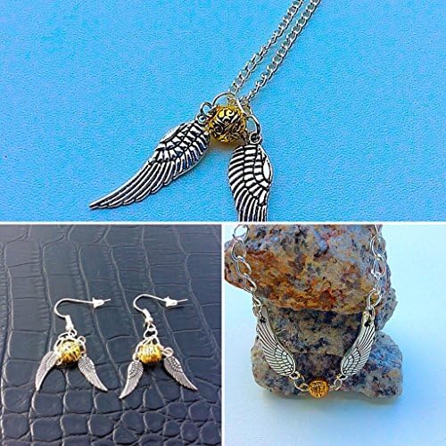 Golden snitch bracelet earrings and necklace set