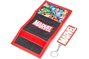 Marvel Avengers Boys Wallet and Keyring Set - Thor, Ironman & Spiderman Trifold wallet with coin purse, card slot and keychain - Boys Gifts (Avengers)