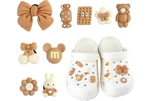 FUNVER 9pcs Accessoires Pins Crocs, Décoration de Boucle de Chaussure de Style Lapin Marron, Compatible avec les Accessoires de Chaussures à Trous ete pour Pins Crocs Femmes et Enfants