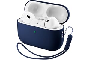 ORNARTO Compatible with Airpods Pro 3 Case (2025), Protective Liquid Silicone Case Cover for Airpods Pro 3nd Generation with Lanyard Soft Skin Front LED Visible-Navy Blue