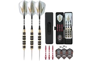 CUESOUL ARCH Steel Tip Darts Set 20/23/26 Grams Durable Aluminum Shafts Black Brass Barrels 3 Dart Flights Dart with Case