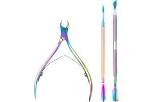ZOUXO Taglia cuticole 3 Pcs, LukyTimo Tagliaunghie per cuticole con set di spingi cuticole, Tronchese per cuticole preciso e kit per la pulizia delle unghie sottostanti per uso domestico o per salone