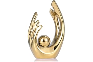 LCCCK 24,5 cm h Oro Decor Accenti Metà Century Moderno Oro Tavolino Centrotavola Decor Astratto Art Ceramica Figurine e Scultura Oro Decorazione per la casa, Lusso Oro Wall Decor Tv Stand Decorazioni