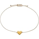 Selfmade Jewelry Armband Damen Herz Gold Größenverstellbares Makramee Armbändchen mit Herzchen Handmade Inkl. Geschenk-Verpac