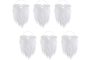 BIBITI 6 Stück Weihnachtsmann Bart Weißer,Weihnachten Santa Nikolaus Beard Mit Spannband Set,Weihnachtsmannbart Nikolausbart Wichtelbart Weiß Künstlicher Falscher für Kinder Fasching Geburtstagsfeier Party