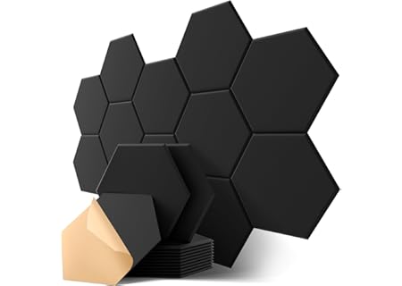 Hexagon Akustiska plattor självhäftande, 12 stycken ljudabsorbator med hög densitet, vägg för tak/dö - Amazon Deal & Rabatt