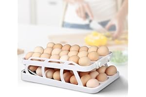 WYWY.WIDE Eierhalter Rollend für Kühlschrank, Rollender Eier Aufbewahrung Kühlschrank, Eier Organizer Kühlschrank, 2 Etagen und 3 Reihen Eierbox für die Küche
