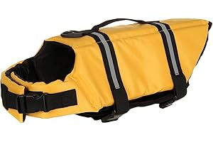 suyi Pet Dog Swimming Life Jacket Reflective Saver Preserver Floatation Vest Coat With Adjustable Belt Standard Fastening Pink Blue Yellow Size XS S M L XL