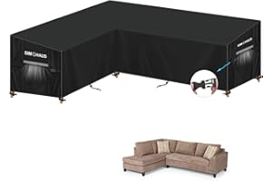 SIMPHAUS L Shaped Garden Sofa Cover Waterproof Garden Corner Sofa Couch Protector Cover Corner Garden Furniture Covers Heavy Duty Outdoor L Shaped Sectional Covers Oxford Fabric 180x240x90x80/60cm