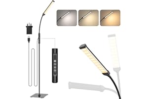 Mojimdo LED Floor Lamp, Touch Control Bright Floor Lamps, Dimmable 3 Color Modes&10 Brightness Standing Lamp, Flexible Arm Reading Lamp for Living Room Bedroom Office-10W USB Adapter Included