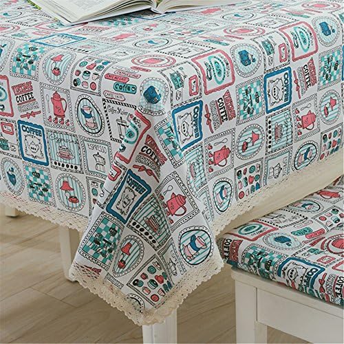Korean style of the various kinds of coffee pattern decorative cotton linen tablecloths for square table 55 x 55 inch approx