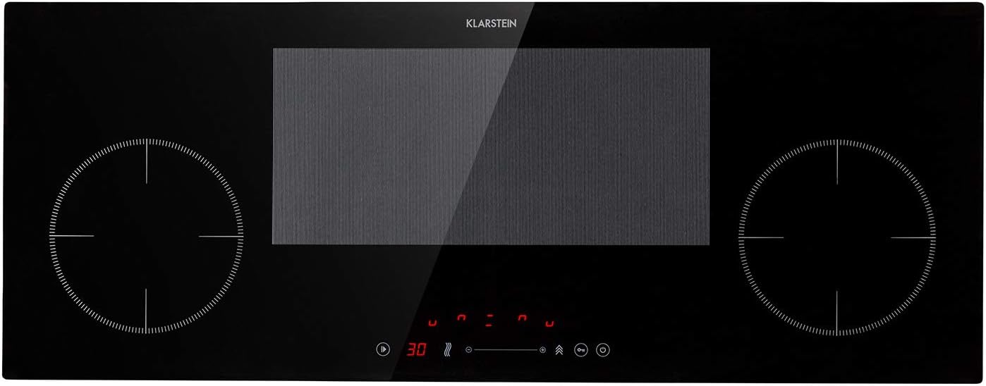 Klarstein Placa Induccion Eléctrica 7000W, Vitrocerámica de 4 Fuegos, Placas de Cocción de Sobremesa, Control Táctil, para Cocinar