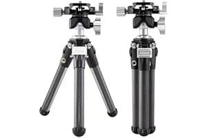 Aitteel ATMT-G-11 Mini treppiede da scrivania in fibra di carbonio per fotocamera con snodo panoramico in metallo a 360°, per fotocamera smartphone Vlogging Live Stream Tiktok