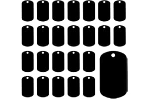 BOHUIZ 25 Stück Aluminiumgravur Rohlinge, Dog Tags Schlüsselanhänger Rohlinge Mit Loch Schwarze Metall-Tags zum Gravieren Blanko-Hundemarken Blanko-Schilder zum Gravieren